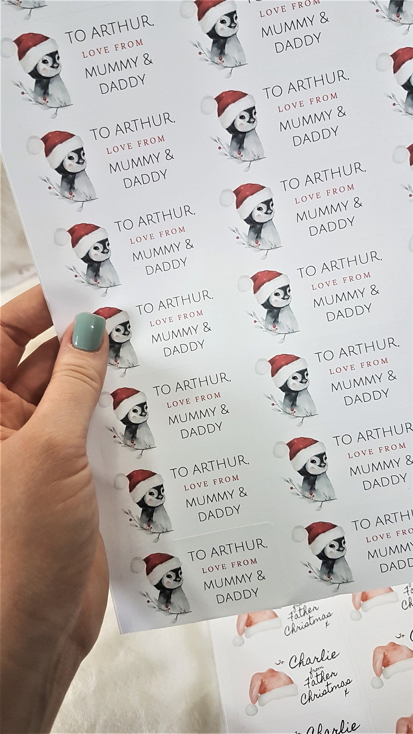 24x PERSONALISED FROM SANTA Labels, Christmas Stickers, Christmas Present Labels, Father Christmas Tag, Christmas Gift Tags, Penguin Labels